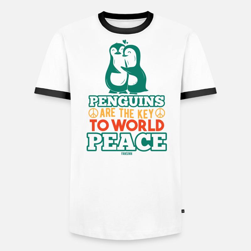 Pinguine Weltfrieden Männer Kontrast-T-Shirt
