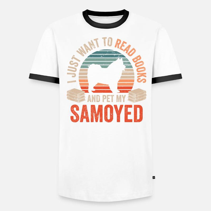 Reading and stroking Samoyeds Samoyedenspitz Men's Ringer Shirt