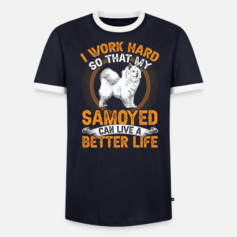 Samojede arbeite hart Samojedenspitz - Männer Kontrast-T-Shirt - undefined