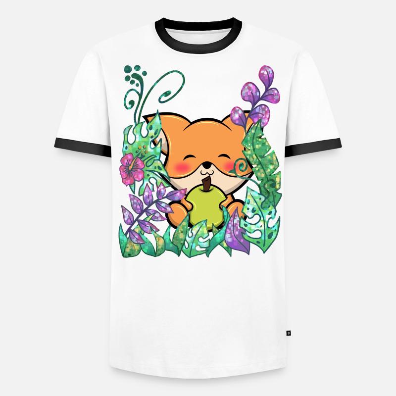 Fuchs Wald Tier Dschungel Männer Kontrast-T-Shirt