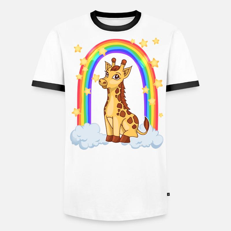 Giraffe in the magic rainbow Men's Ringer Shirt