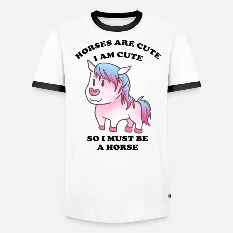Pferde sind niedlich ich bin niedlich also bin ich Männer Kontrast-T-Shirt
