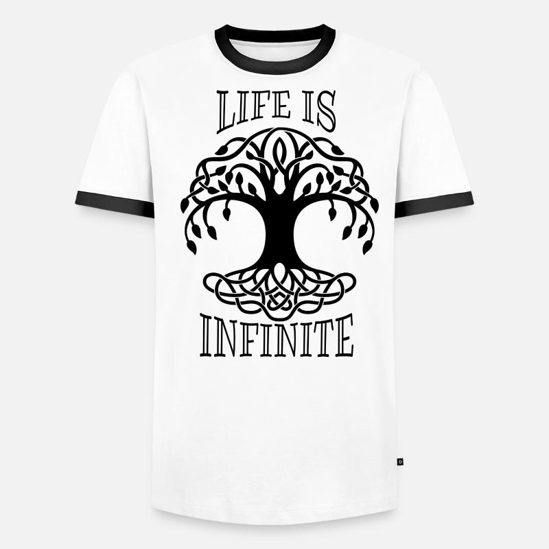 Das Leben ist unendlich Spruch mit Lebensbaum Männer Kontrast-T-Shirt