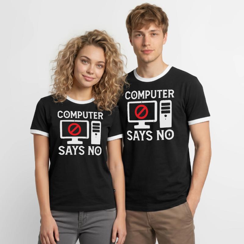 Software Developer Computer Says No Programmer Men's Ringer Shirt