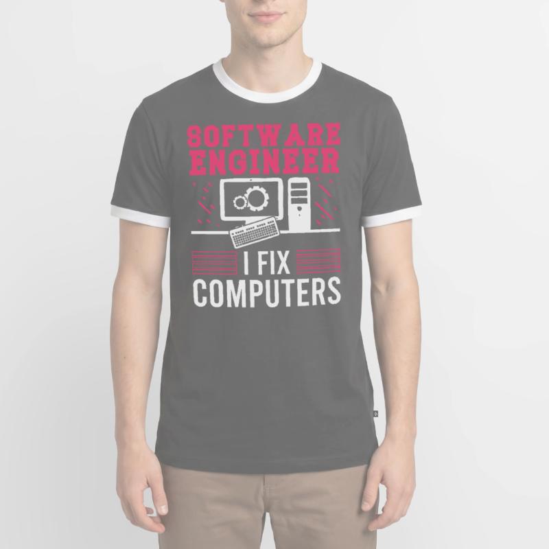 Softwareentwickler Software Engineer Fix Computers Männer Kontrast-T-Shirt