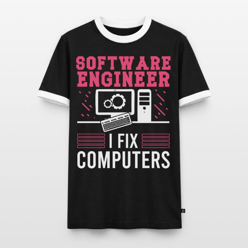 Softwareentwickler Software Engineer Fix Computers Männer Kontrast-T-Shirt