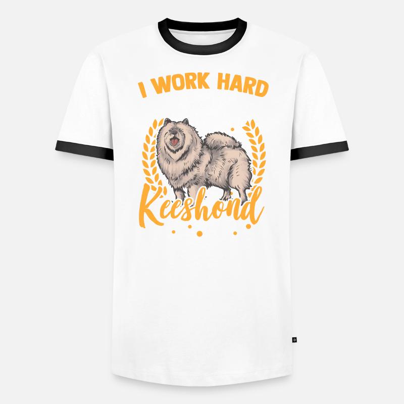 Je travaille pour mon Wolfsspitz German Spitz T-shirt contrasté Homme