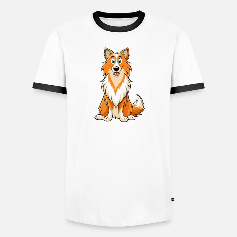 Art numérique Collie Expression douce T-shirt contrasté Homme