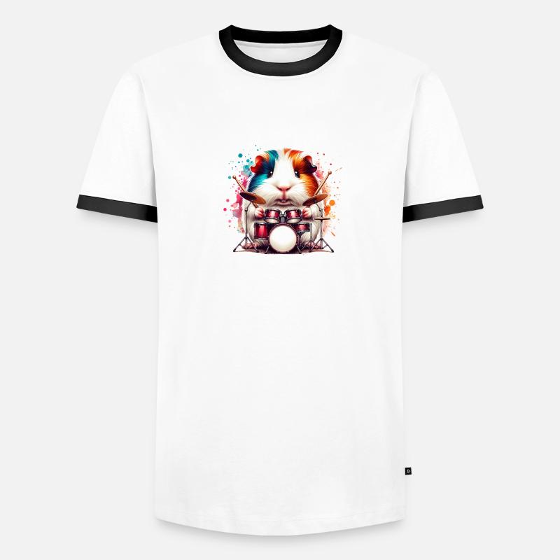 Cool Drummer Cochon d’Inde Batteur T-shirt contrasté Homme