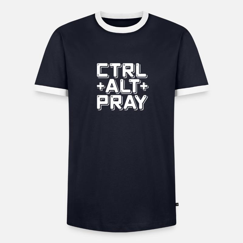 Message chrétien Ctrl Alt Prier T-shirt contrasté Homme