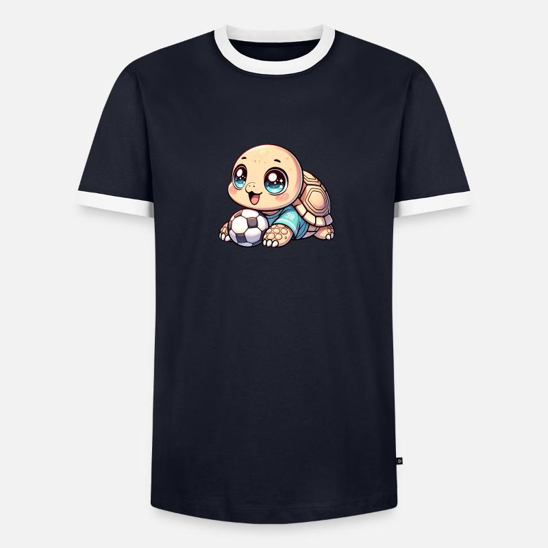 Cute turtle with soccer ball Men's Ringer Shirt