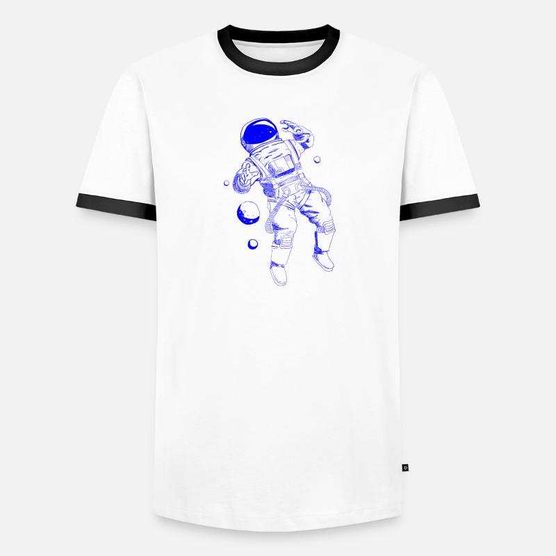 Astronaut schwebend blau Männer Kontrast-T-Shirt