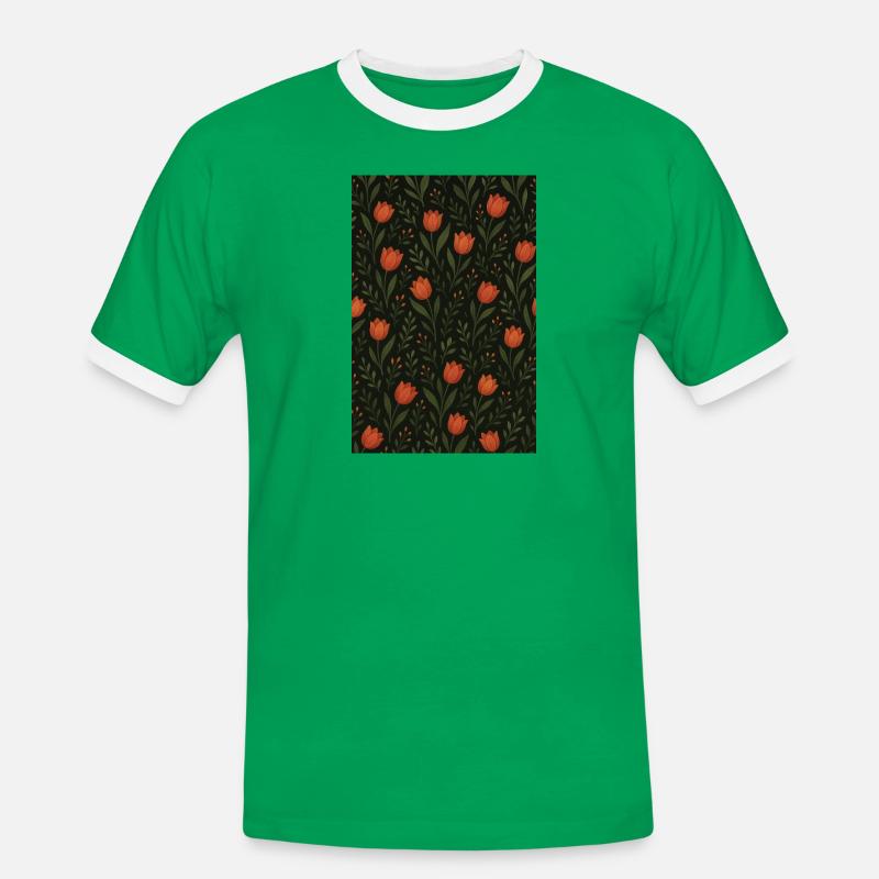 Tulip Pattern - Men's Ringer Shirt - kelly green/white