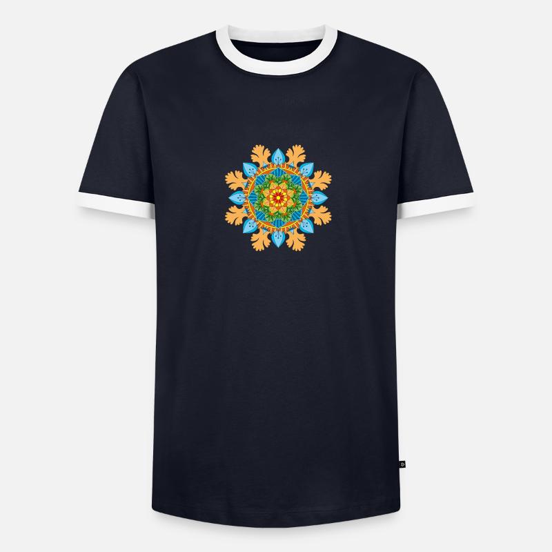 Fleurs Mandala T-shirt contrasté Homme