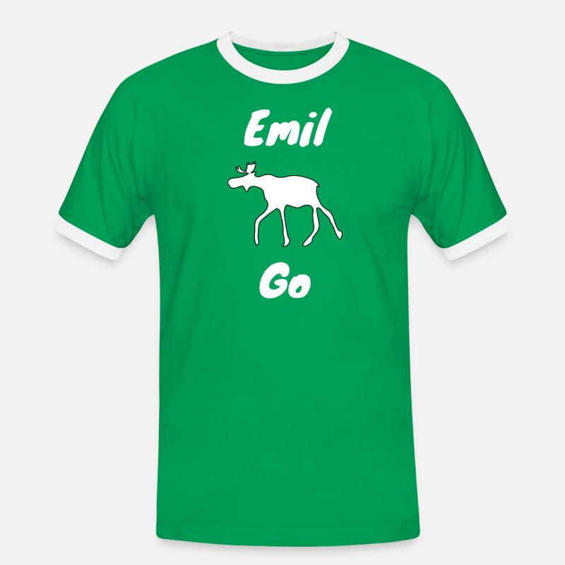 Emil der Elch withe - Männer Kontrast-T-Shirt - Kelly Green/Weiß