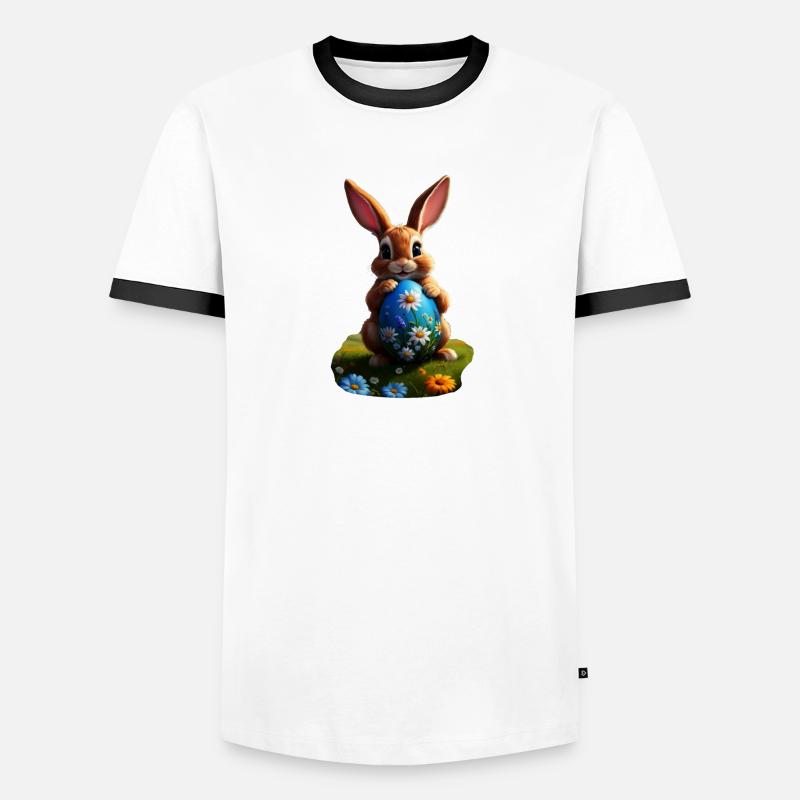 Easter Bunny with Egg, Oval Men's Ringer Shirt