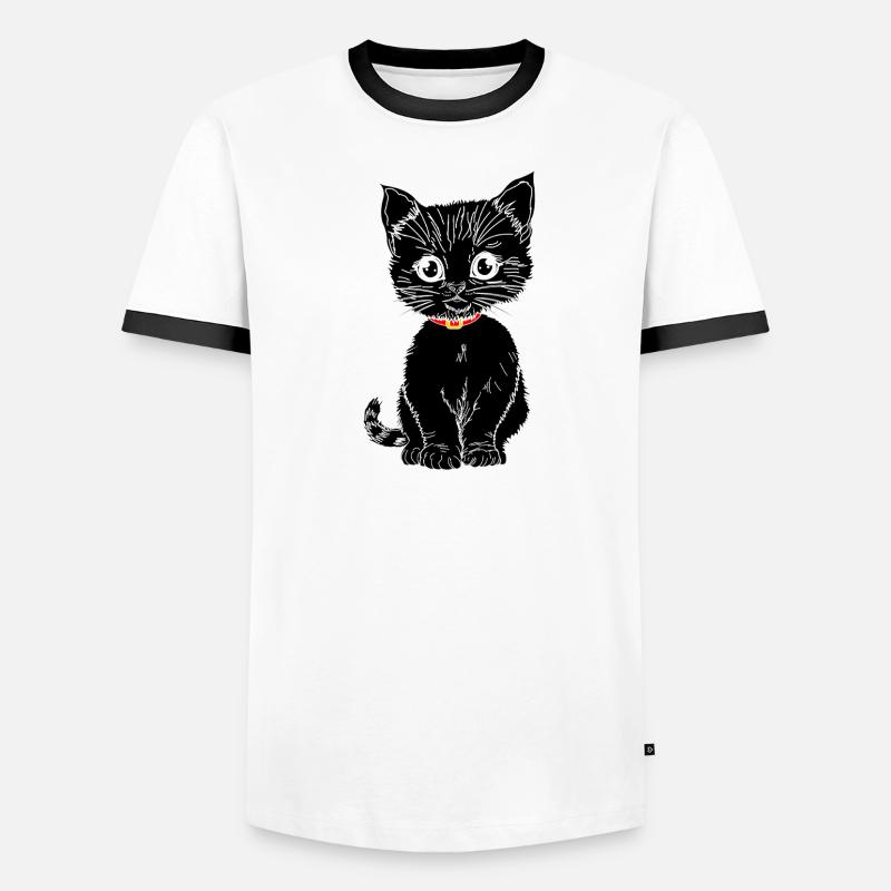 schwarz Männer Kontrast-T-Shirt