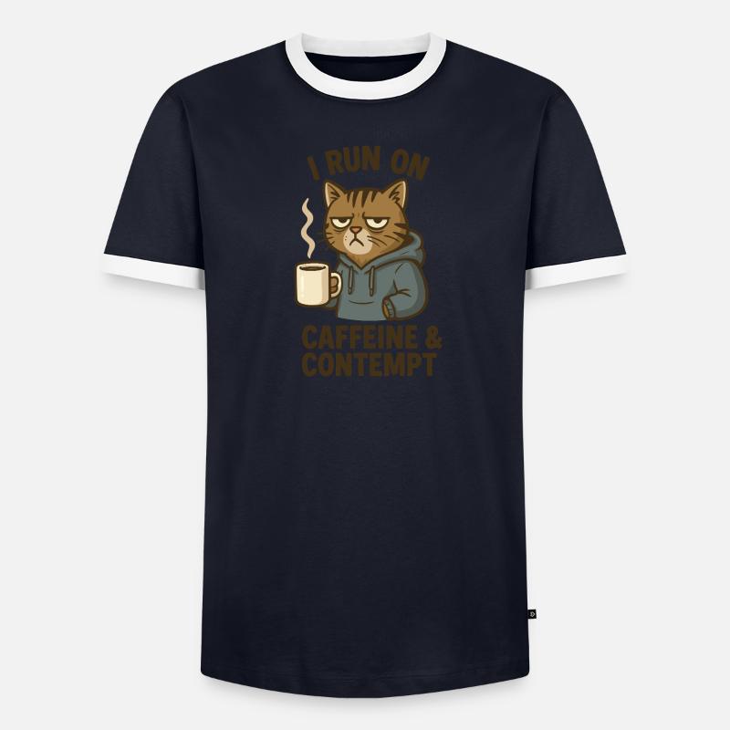 Kaffe Katze Männer Kontrast-T-Shirt