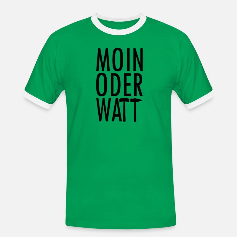 Moin oder Watt Ruhrpott - Männer Kontrast-T-Shirt - Kelly Green/Weiß