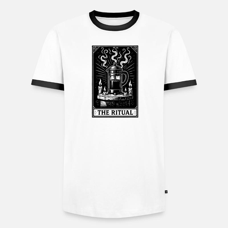 Coffee Summoning Tarot – The Ritual (Dark Version) Men's Ringer Shirt