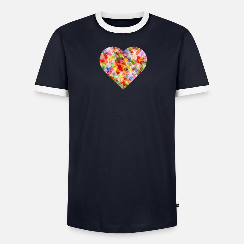 NEU – Abstraktes, lebendiges Herzdesign! Männer Kontrast-T-Shirt