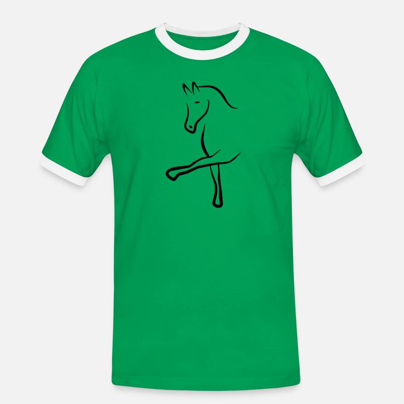 Pferd - Männer Kontrast-T-Shirt - Kelly Green/Weiß