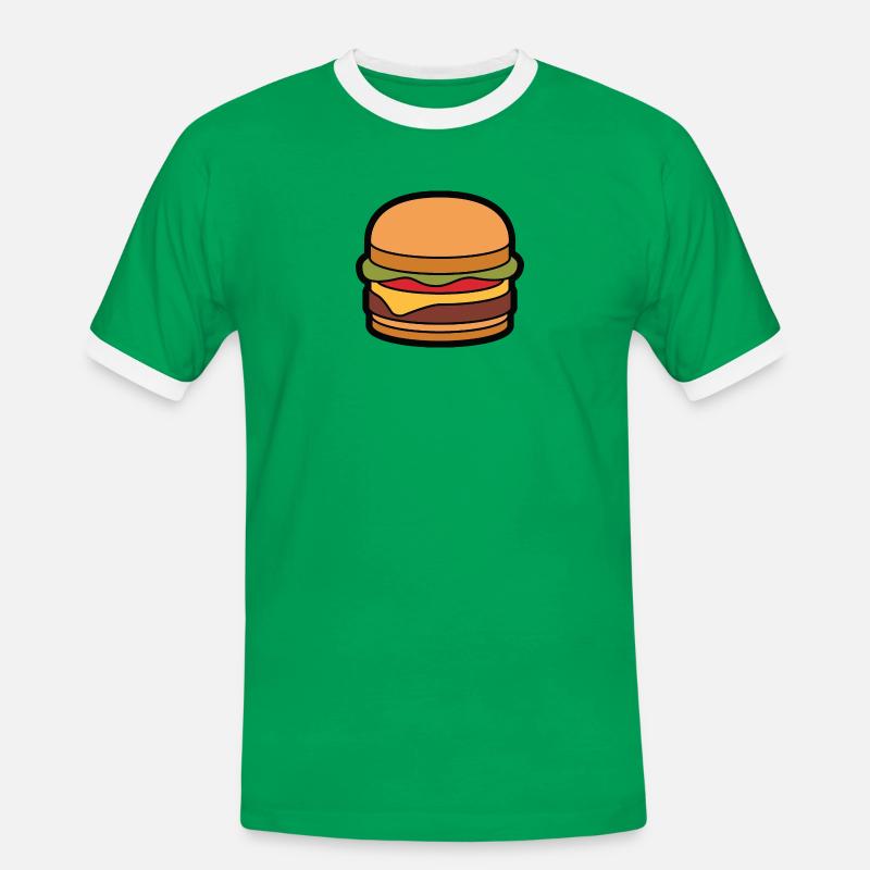 Cheeseburger Hamburger - Men's Ringer Shirt - kelly green/white