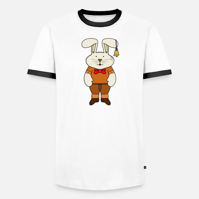 Rabbit with a bell in his ear Men's Ringer Shirt