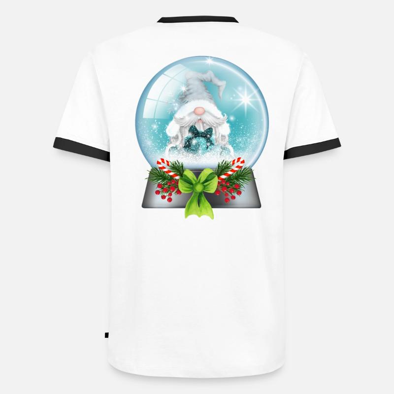 Snow Globe Santa with Candy Canes Men's Ringer Shirt