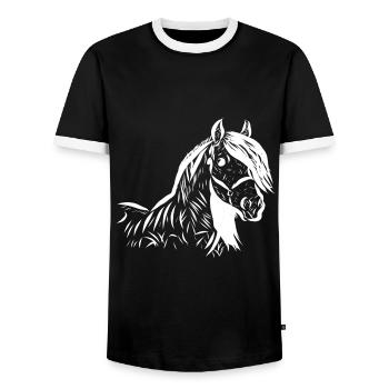 Pferd - Männer Kontrast-T-Shirt - Schwarz/Weiß - Vorne - AI Model Female 172 light (172cm) & AI Model Male 178 light (178cm)