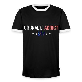 Addict choir - Men's Ringer Shirt - black/white - Front - AI Model Female 172 light (172cm) & AI Model Male 178 light (178cm)