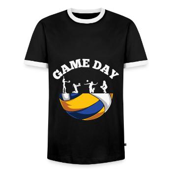 Volleyball Zitat Volleyball Spieltag Vibes silhoue - Männer Kontrast-T-Shirt - Schwarz/Weiß - Vorne - AI Model Female 172 light (172cm) & AI Model Male 178 light (178cm)