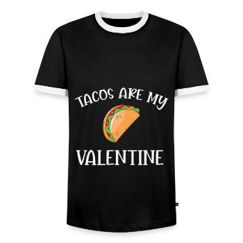 Citation de la Saint-Valentin Les tacos sont ma Saint-Valentin - T-shirt contrasté Homme - noir/blanc - Devant - AI Model Female 172 light (172cm) & AI Model Male 178 light (178cm)