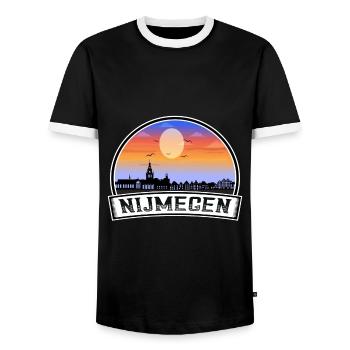 Nimègue Pays-Bas Skyline Vintage Sunset Travel - T-shirt contrasté Homme - noir/blanc - Devant - AI Model Female 172 light (172cm) & AI Model Male 178 light (178cm)