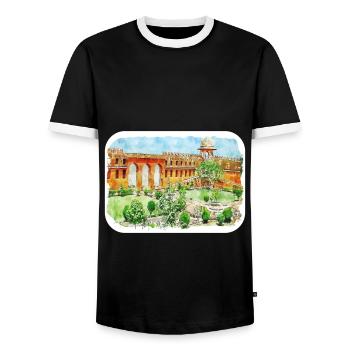 Jaipur Indien Aquarell Skizze Gezeichnetes Gemälde - Männer Kontrast-T-Shirt - Schwarz/Weiß - Vorne - AI Model Female 172 light (172cm) & AI Model Male 178 light (178cm)
