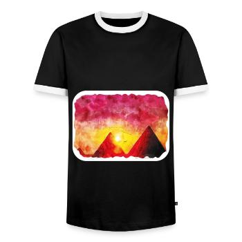Le Caire Egypte Aquarelle Esquisse Dessinée Illustration - T-shirt contrasté Homme - noir/blanc - Devant - AI Model Female 172 light (172cm) & AI Model Male 178 light (178cm)