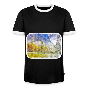 Illustration de croquis à l’aquarelle de Californie usa - T-shirt contrasté Homme - noir/blanc - Devant - AI Model Female 172 light (172cm) & AI Model Male 178 light (178cm)