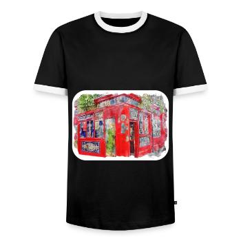 Dessin de peinture de croquis d'aquarelle de point de repère de l'Irlande - T-shirt contrasté Homme - noir/blanc - Devant - AI Model Female 172 light (172cm) & AI Model Male 178 light (178cm)