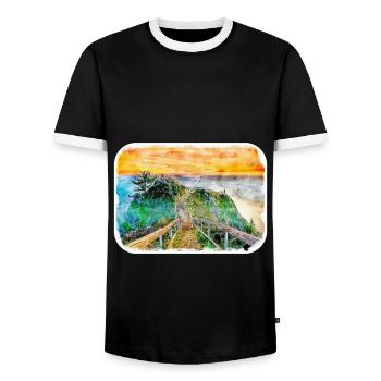 Kalifornien, USA, Aquarell, Skizze, Illustration - Männer Kontrast-T-Shirt - Schwarz/Weiß - Vorne - AI Model Female 172 light (172cm) & AI Model Male 178 light (178cm)