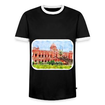 Dhaka Bangladesh Aquarelle Esquisse Dessinée Illustrat - T-shirt contrasté Homme - noir/blanc - Devant - AI Model Female 172 light (172cm) & AI Model Male 178 light (178cm)
