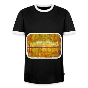 Vienna Austria Watercolor Sketch Illustration - Men's Ringer Shirt - black/white - Front - AI Model Female 172 light (172cm) & AI Model Male 178 light (178cm)