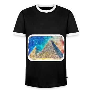 Le Caire Egypte Aquarelle Esquisse Dessinée Illustration - T-shirt contrasté Homme - noir/blanc - Devant - AI Model Female 172 light (172cm) & AI Model Male 178 light (178cm)