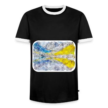 USA Aquarellskizze Handgezeichnete Illustration - Männer Kontrast-T-Shirt - Schwarz/Weiß - Vorne - AI Model Female 172 light (172cm) & AI Model Male 178 light (178cm)