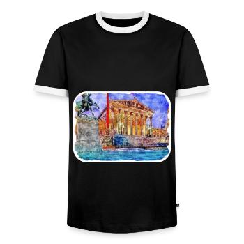 Vienne Autriche Aquarelle Esquisse Peinture - T-shirt contrasté Homme - noir/blanc - Devant - AI Model Female 172 light (172cm) & AI Model Male 178 light (178cm)
