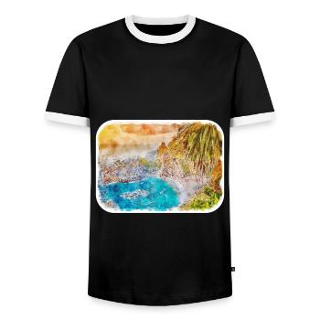 Illustration de croquis à l’aquarelle de Californie usa - T-shirt contrasté Homme - noir/blanc - Devant - AI Model Female 172 light (172cm) & AI Model Male 178 light (178cm)