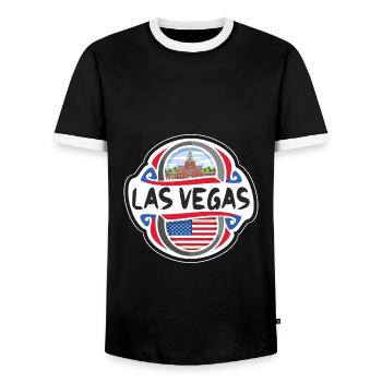 Las Vegas Vereinigte Staaten Vereinigte Staaten Flagge Reisesouvenir B - Männer Kontrast-T-Shirt - Schwarz/Weiß - Vorne - AI Model Female 172 light (172cm) & AI Model Male 178 light (178cm)