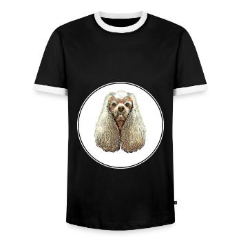American Cocker Spaniel Dog Aquarelle Illustratio - T-shirt contrasté Homme - noir/blanc - Devant - AI Model Female 172 light (172cm) & AI Model Male 178 light (178cm)