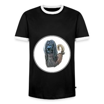 Taigan Kirgisischer Taighany Hund Aquarell Illustration - Männer Kontrast-T-Shirt - Schwarz/Weiß - Vorne - AI Model Female 172 light (172cm) & AI Model Male 178 light (178cm)