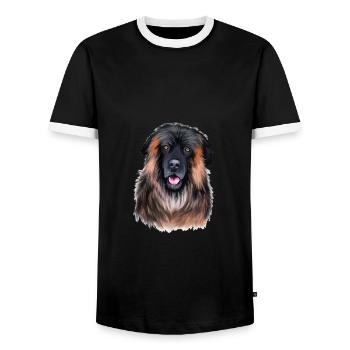 Estrela Mountain Dog Watercolor Illustration - Men's Ringer Shirt - black/white - Front - AI Model Female 172 light (172cm) & AI Model Male 178 light (178cm)