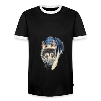 Osteuropäischer Schäferhund Aquarell Illustration - Männer Kontrast-T-Shirt - Schwarz/Weiß - Vorne - AI Model Female 172 light (172cm) & AI Model Male 178 light (178cm)